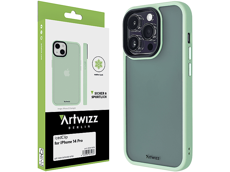 ARTWIZZ IcedClip, Backcover, Apple, 14 Pro, iPhone Grün