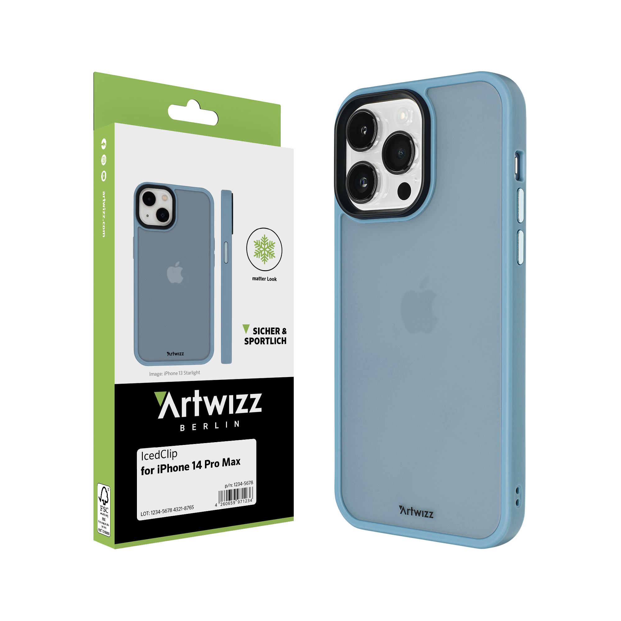 ARTWIZZ IcedClip, Backcover, Apple, Blau iPhone Pro 14 Max