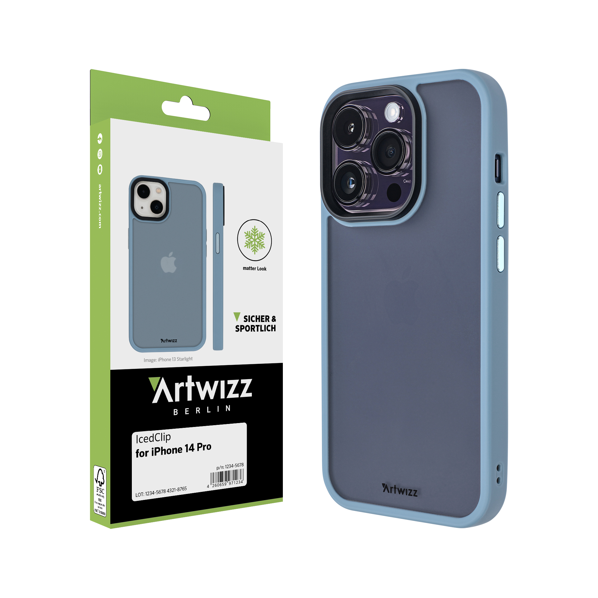 iPhone Pro, ARTWIZZ 14 Backcover, Apple, IcedClip, Blau