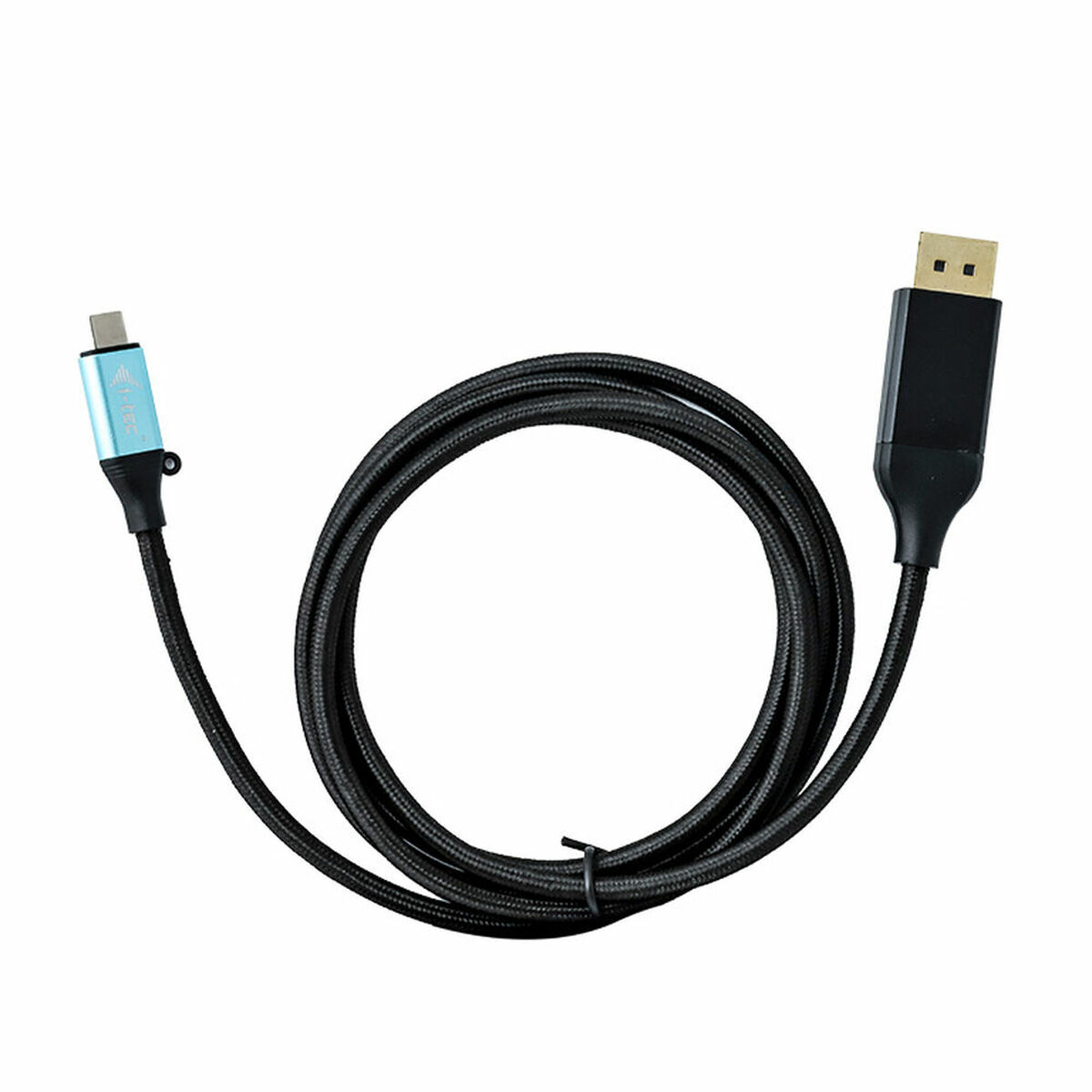 Cavo USB-C a DisplayPort, cavo e connettori neri.