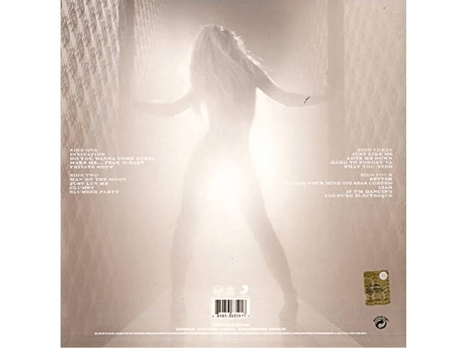 Retro copertina dell'album con la sagoma di una persona con le braccia tese.