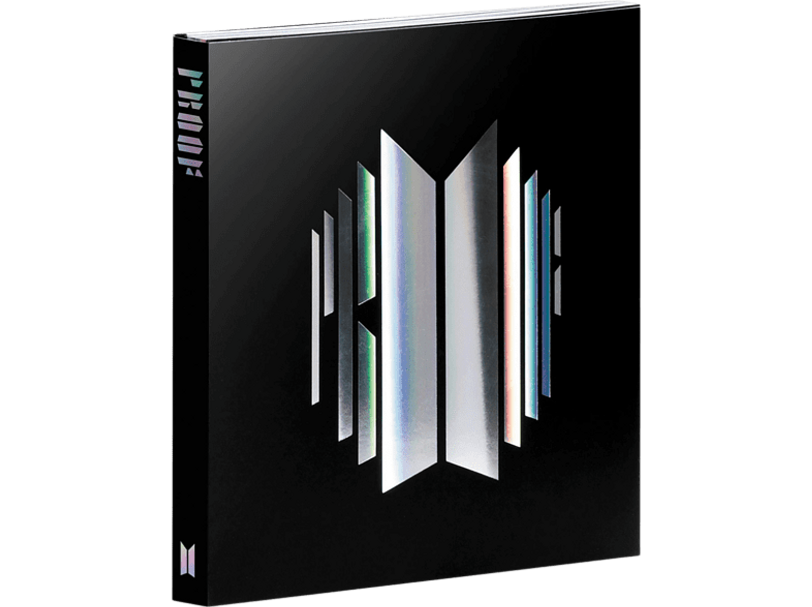 Black album with holographic logo.