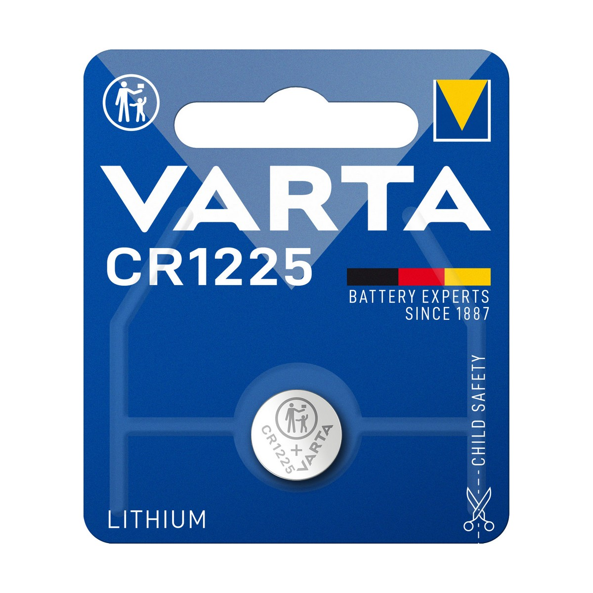 VARTA Electronics CR1225 Lithium Knopfzelle 3V Blister) 3 Volt, Ah 0.048 (1er Li-MnO2, Reloj Knopfzelle