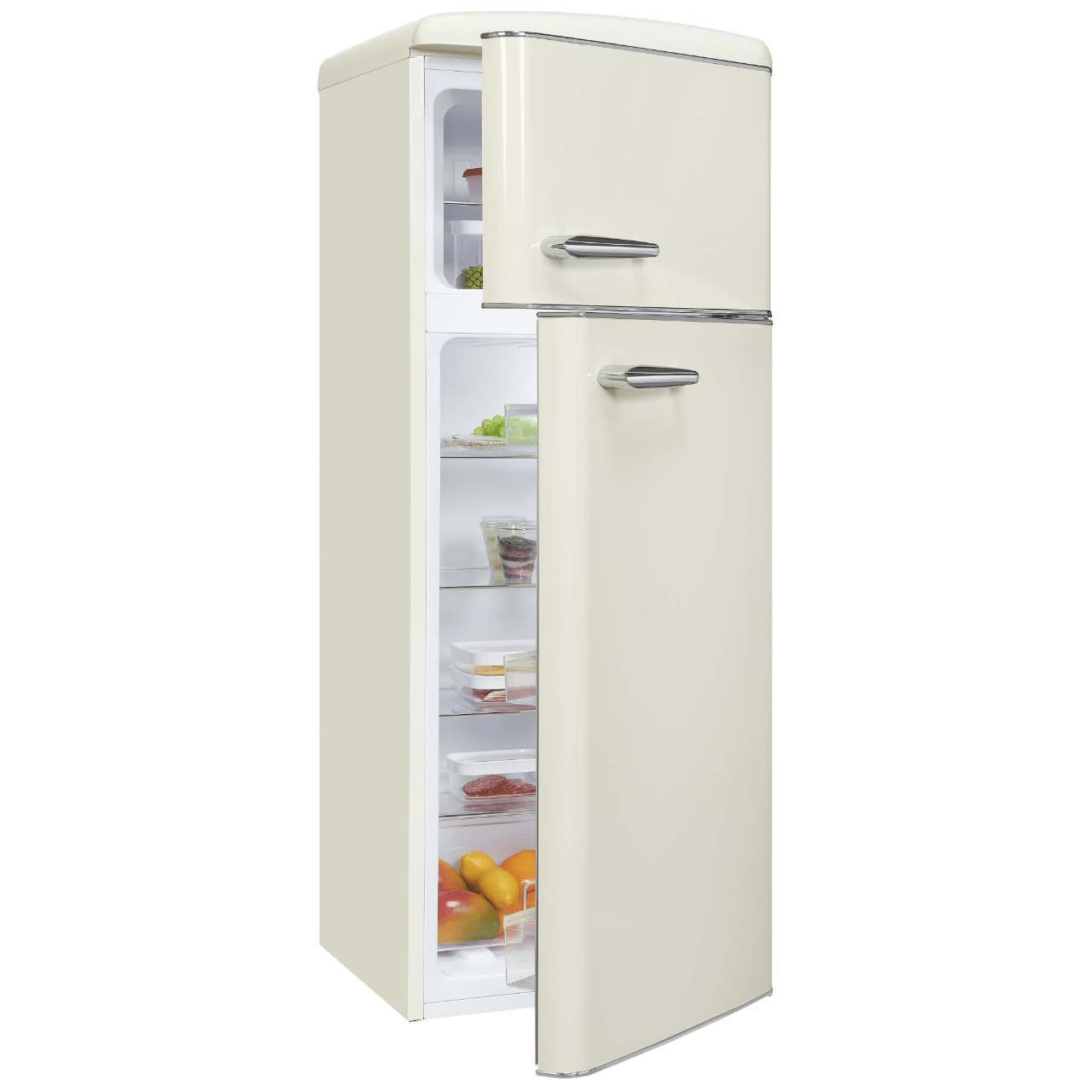 Frigorífico dos puertas - RKGC270-45-H-160E EXQUISIT, 206 l, Instalación Incluida + Retirada Producto Antiguo, Retro Magnolia Blanca, Diseño Vintage,