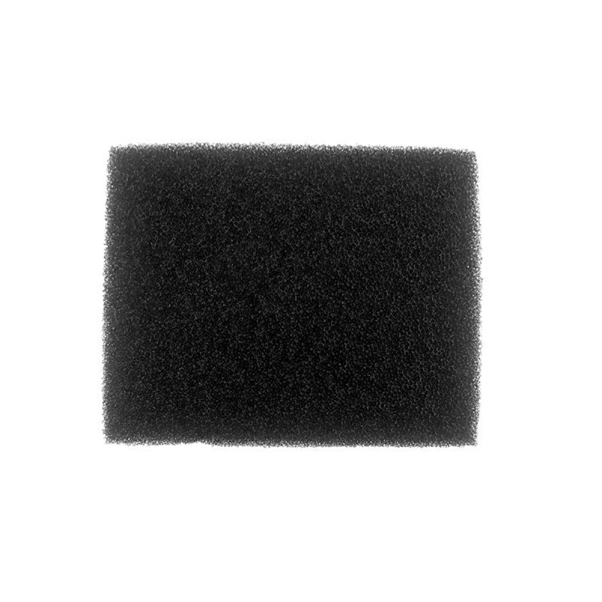 Schwarzer Schaumstoff-Luftfilter, rechteckige Form. Weißer Hintergrund.