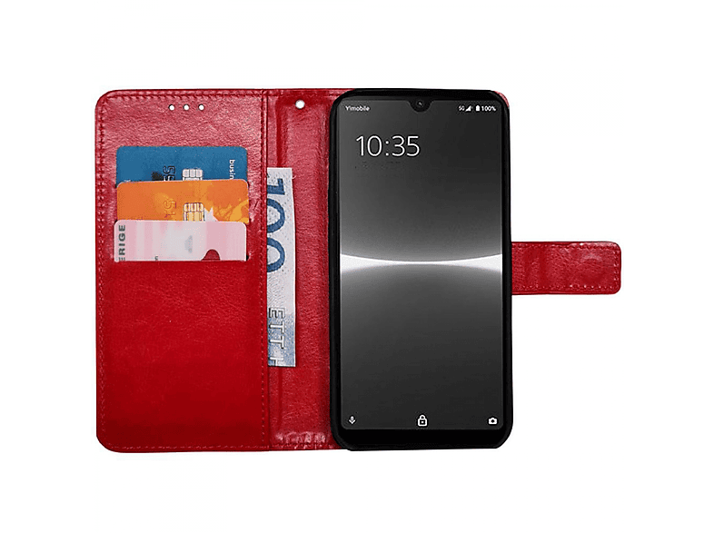 CASEONLINE Klappbare, Bookcover, Sony, Xperia Ace 3, Rot