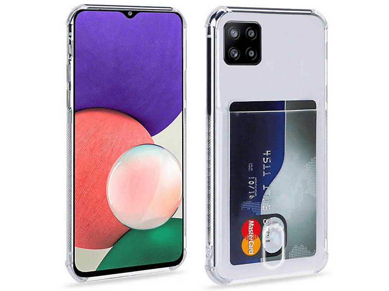 2in1, A22 Samsung, Galaxy Transparent Backcover, Kartenhülle 5G, CASEONLINE