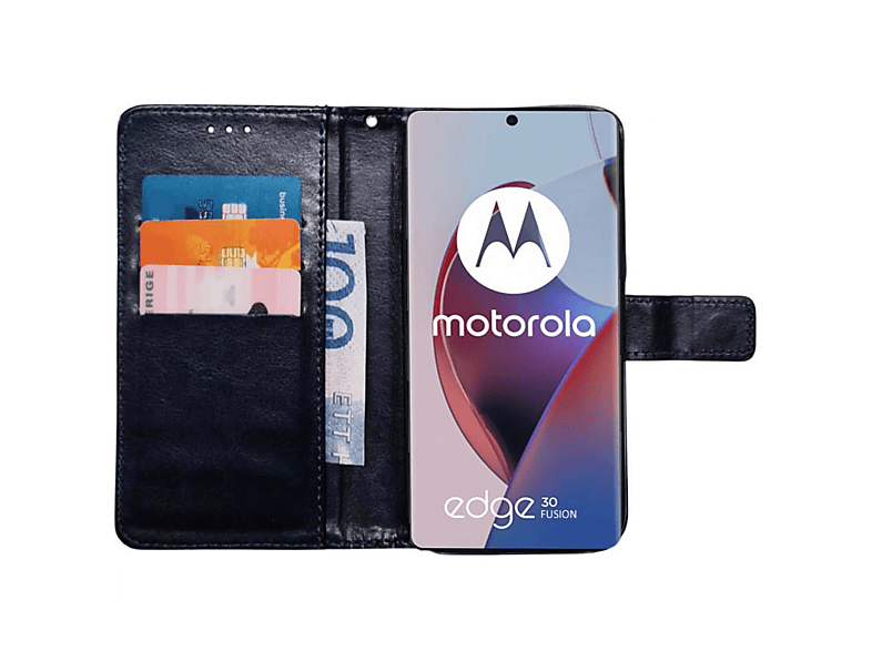 Motorola, Bookcover, Edge Klappbare, 30 Dunkelblau CASEONLINE Fusion,
