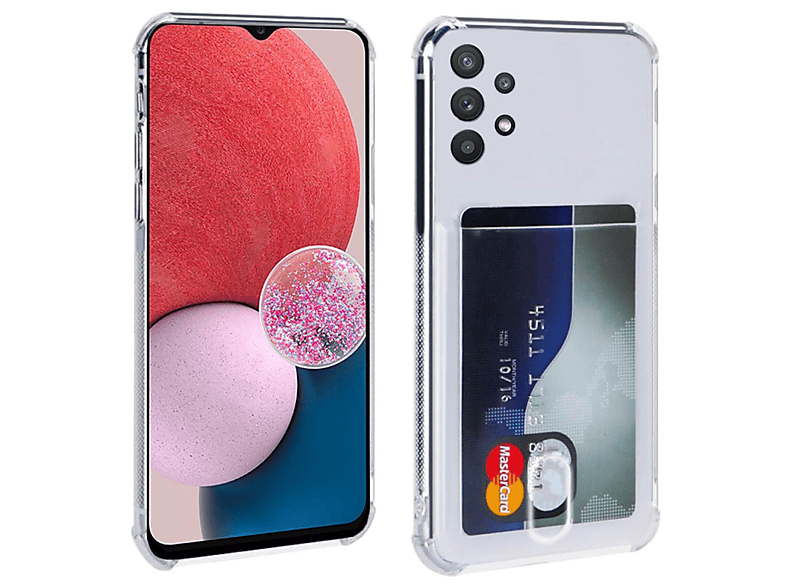 CASEONLINE Kartenhülle Transparent 2in1, Backcover, 4G, Galaxy A13 Samsung
