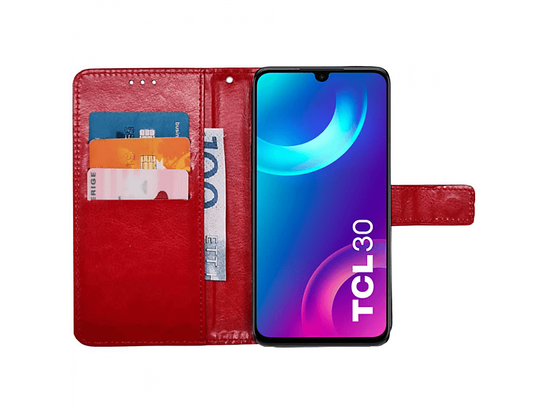 CASEONLINE Klappbare, Rot Bookcover, TCL, 30