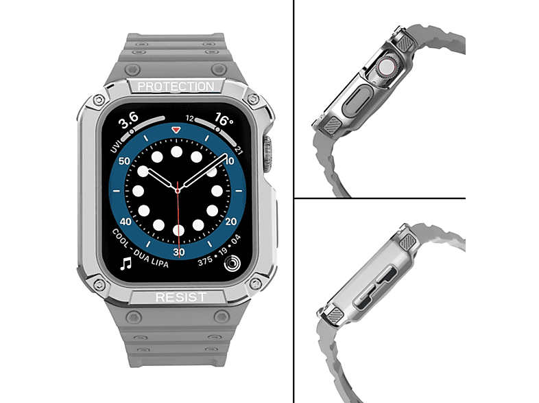 INF Uhrenarmband PC/TPU Schwarz  Apple Watch 1-7 Gen 42/44/45 mm, Ersatzarmband, Apple, Watch 1–7 Gen 42/44/45 mm, schwarz