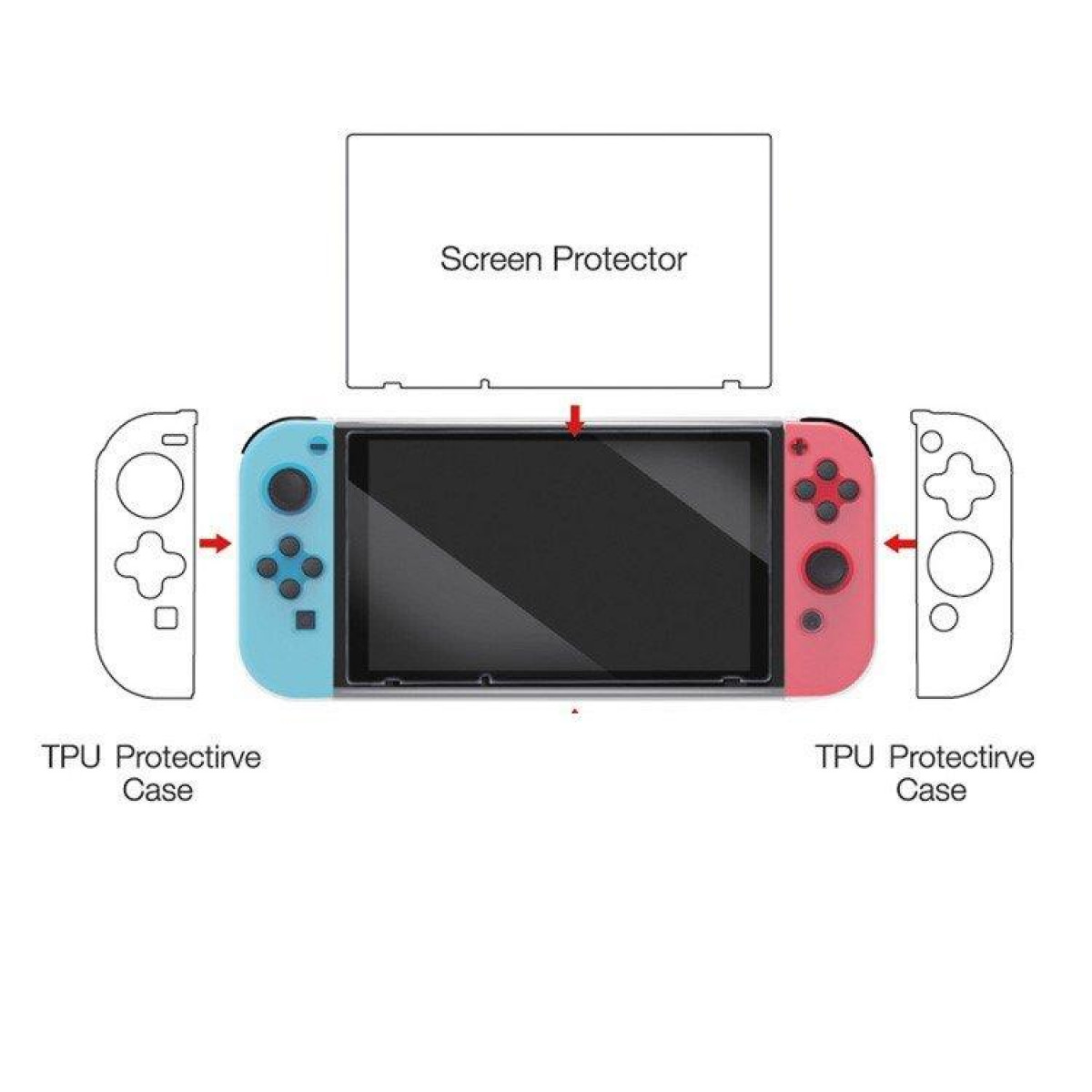 INF Nintendo Switch Zubehör-Kit und Staub- Mehrfarbig, 43379347 mit Displayschutz