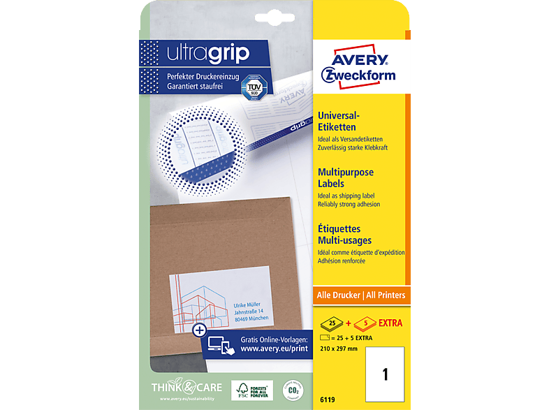 Avery Zweckform Etikett 210x297mm ws 30 St./Pack. | 12009165