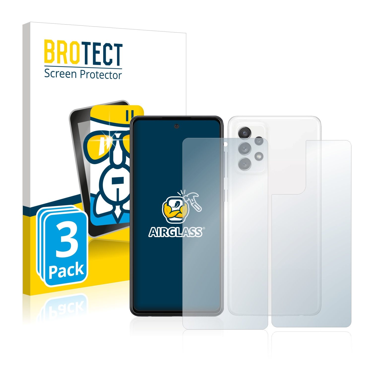 BROTECT 3x Airglass Galaxy A72) klare Samsung Schutzfolie(für