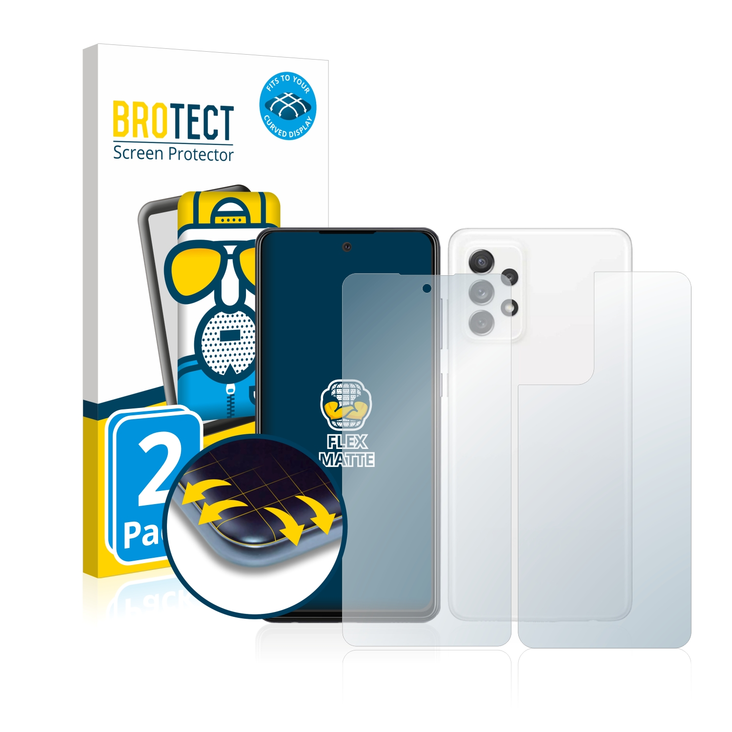 A72) BROTECT matt 2x Galaxy Samsung 3D Full-Cover Curved Schutzfolie(für Flex