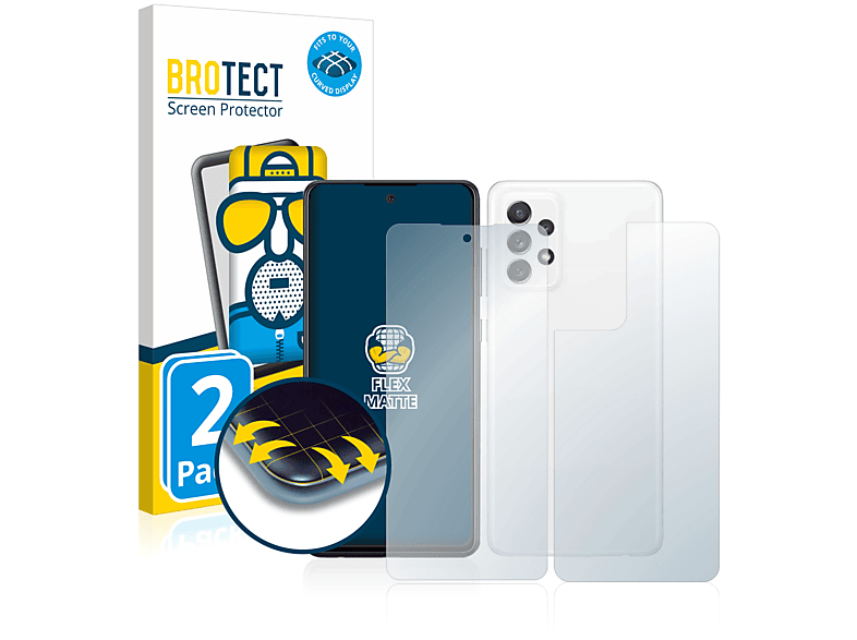 BROTECT 2x Full-Cover 3D A72) Galaxy Schutzfolie(für matt Samsung Flex Curved