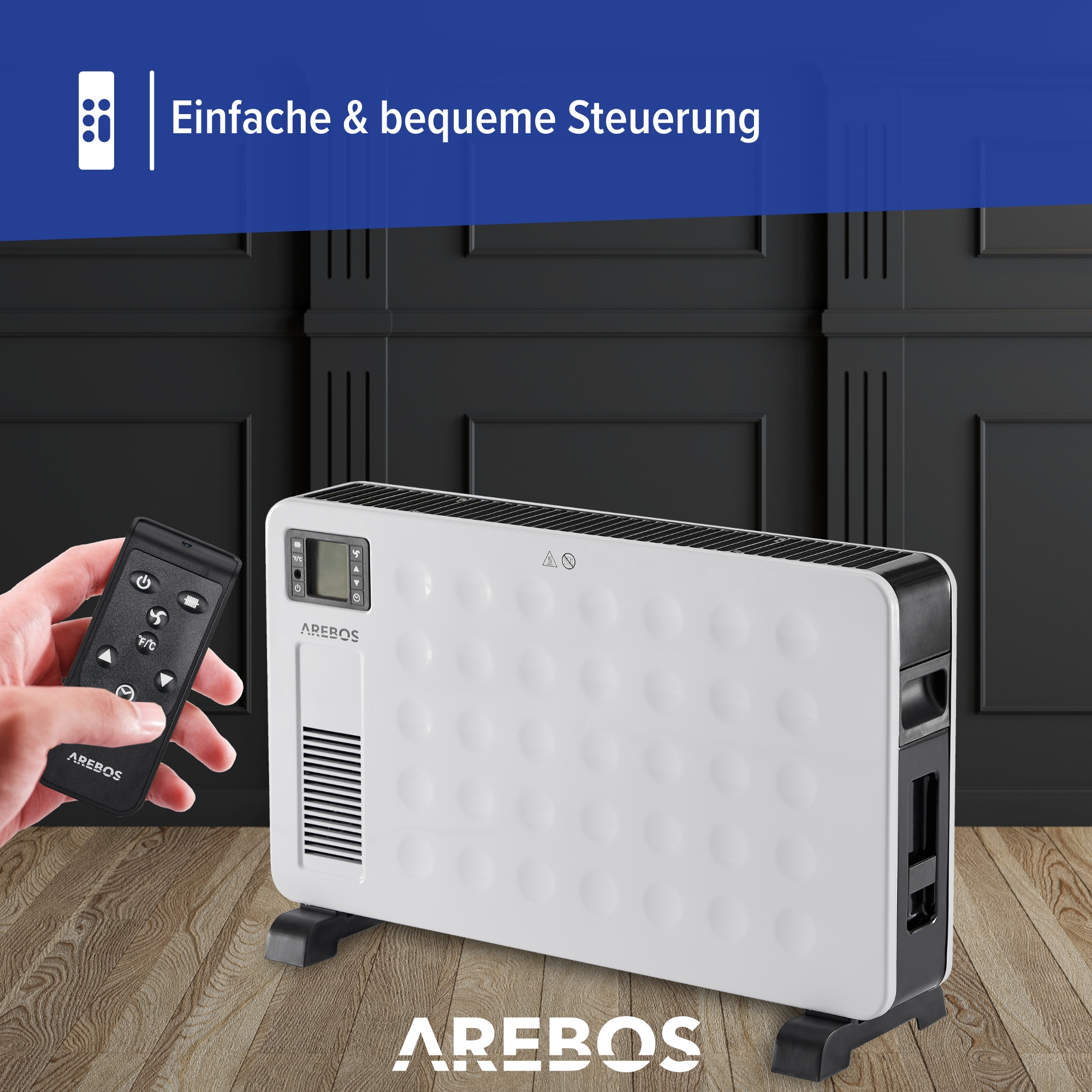 AREBOS Inkl. Fernbedienung integriertes Thermostat Konvektor Energiesparend | (2300 Watt)