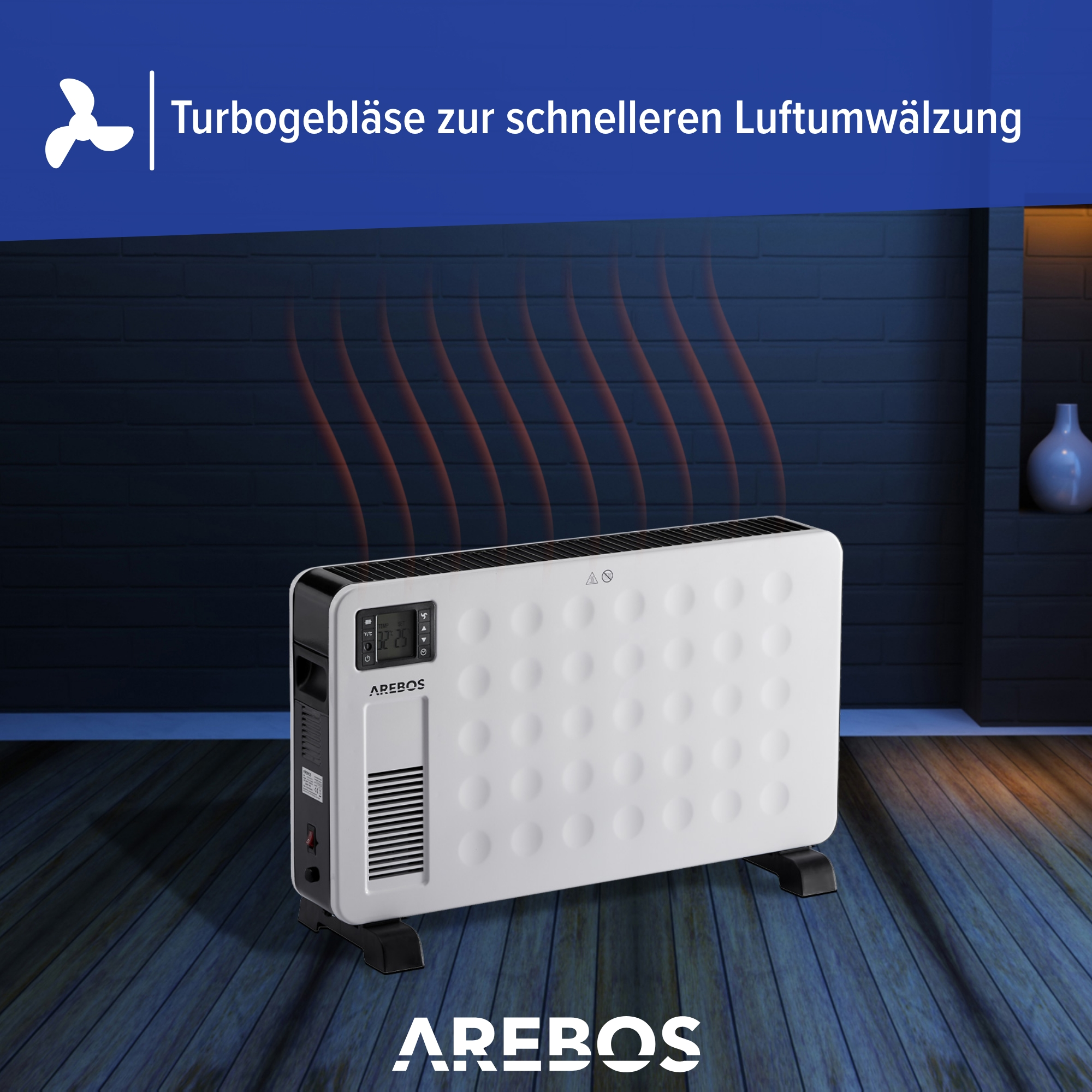 | Watt) integriertes (2300 Energiesparend Thermostat Konvektor AREBOS Fernbedienung Inkl.