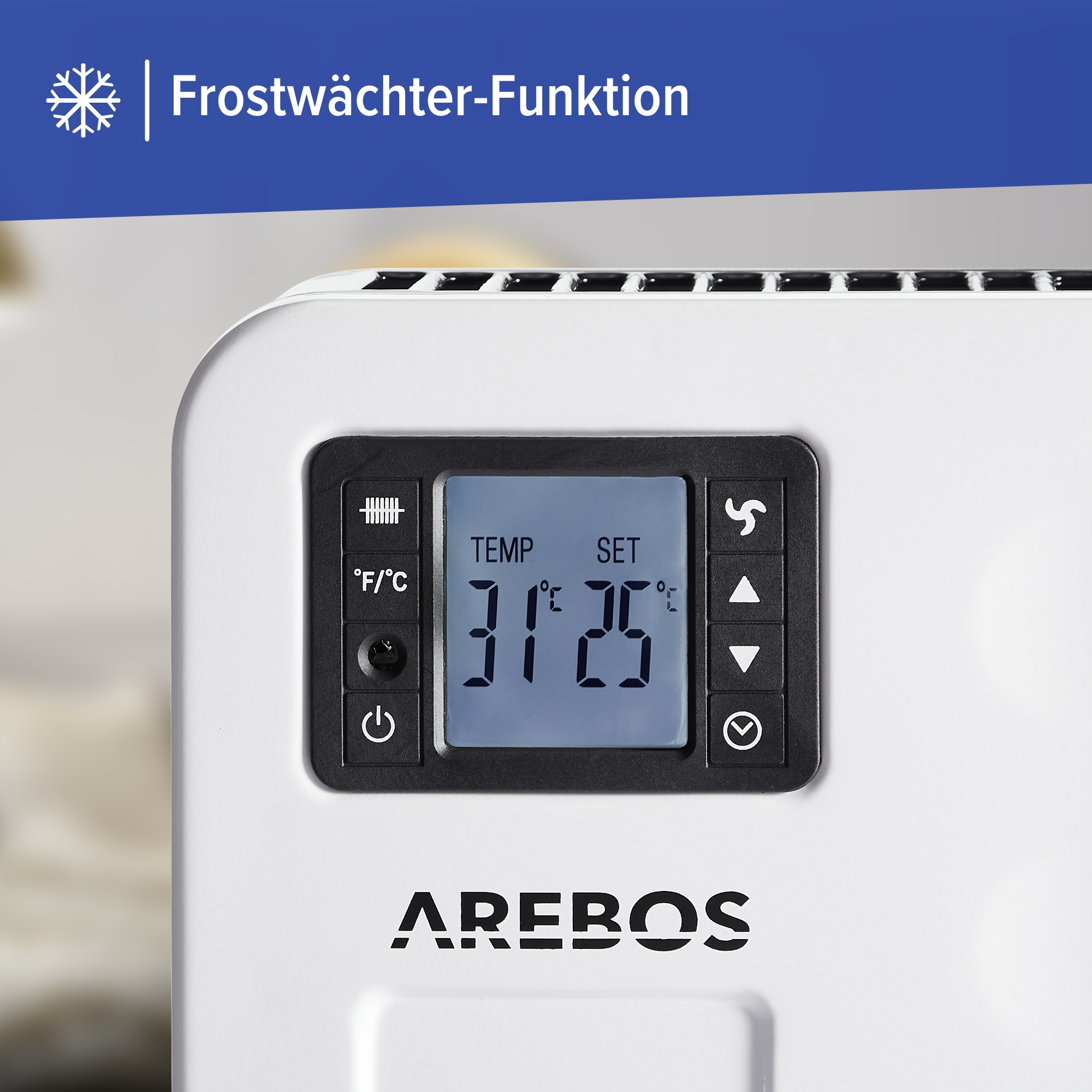 AREBOS Inkl. (2300 Energiesparend Fernbedienung Konvektor integriertes Thermostat Watt) 