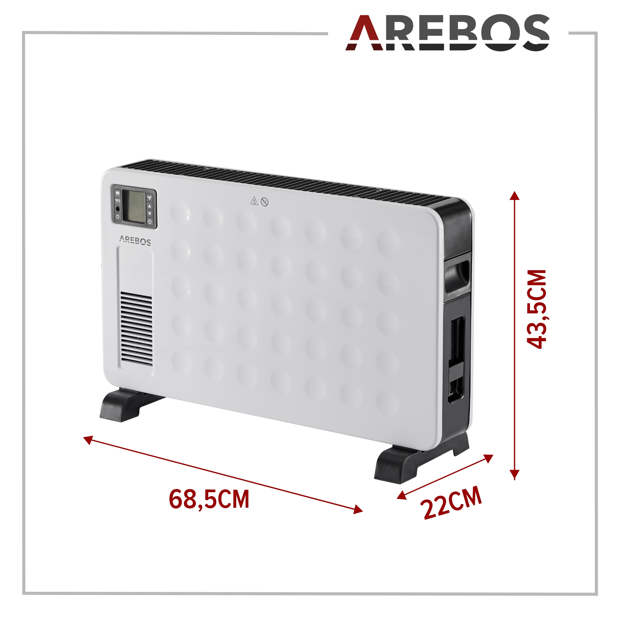 AREBOS Inkl. Fernbedienung integriertes Watt) (2300 Energiesparend Thermostat | Konvektor
