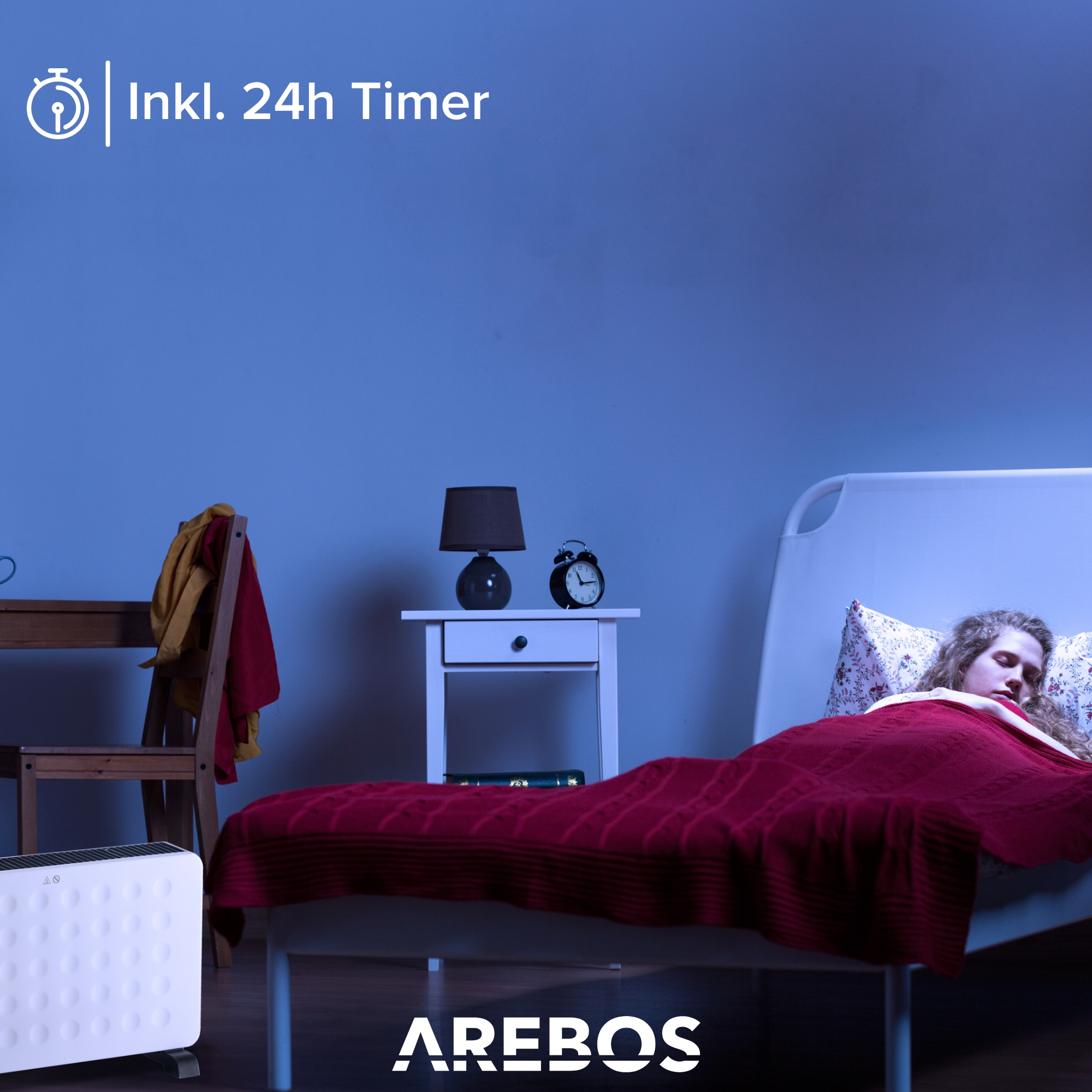 AREBOS Inkl. (2300 Energiesparend Fernbedienung Konvektor integriertes Thermostat Watt) 