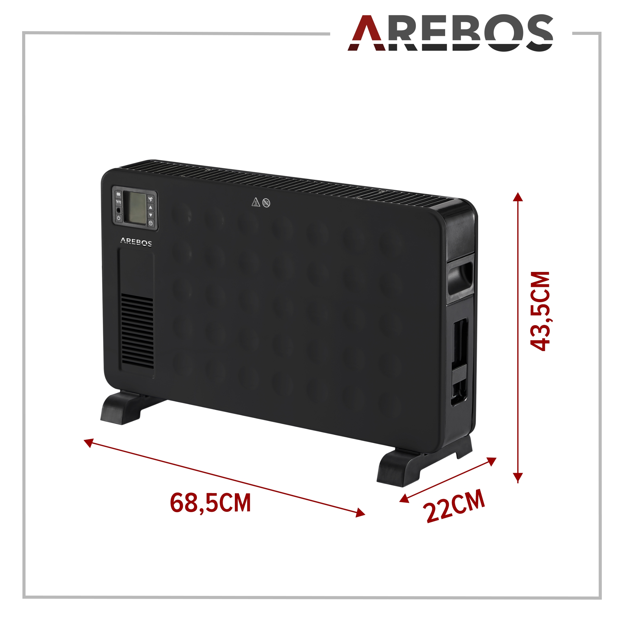 AREBOS | 3 leistungsstarke (2300 Watt) Thermostat | Heizstufen Konvektor