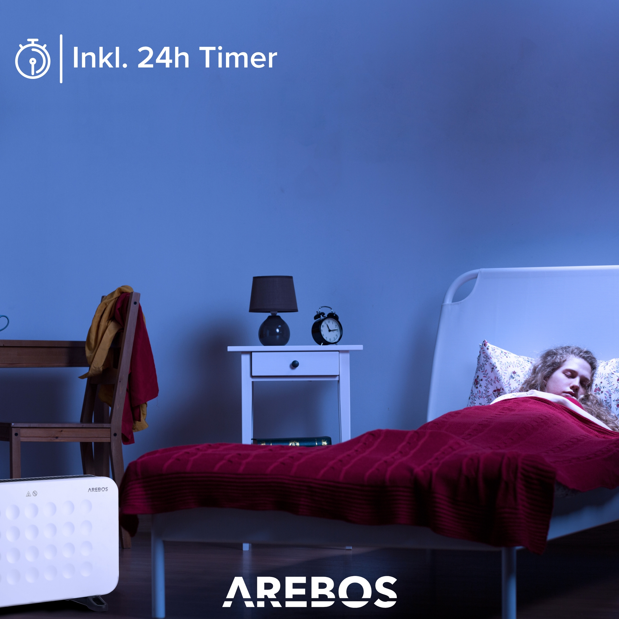 AREBOS 3 leistungsstarke Konvektor | Heizstufen | (2000 Watt) Thermostat