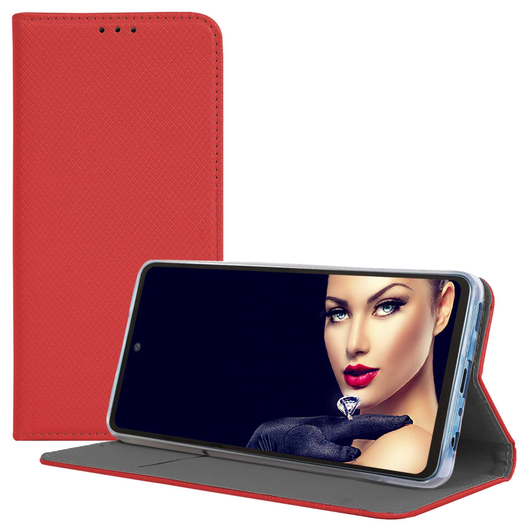 Motorola, MTB Magnet Smart G31, ENERGY Bookcover, Rot Moto Moto Klapphülle, MORE G41,