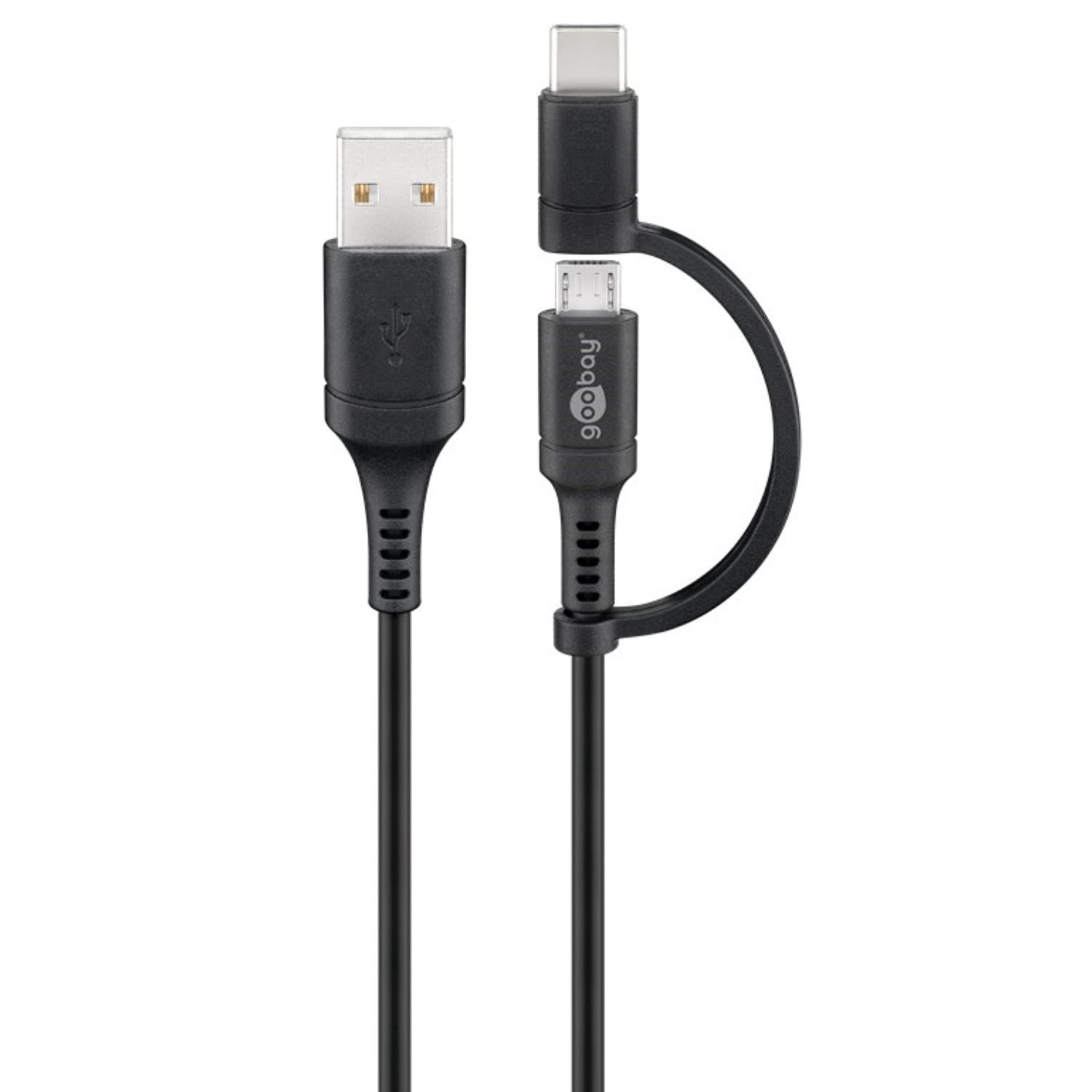 Goobay USB 2.0 Kabel – USB-C Auf Micro-B, 2in1 Kabel Für Smartphones & Tablets, Schwarz
