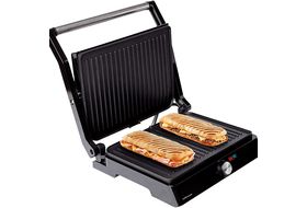 Taurus Grill & Toast - Sandwichera eléctrica con placas grill  antiadherentes, 700 W, tapa basculante, gancho fijo de cierre, bandeja  recoge grasas