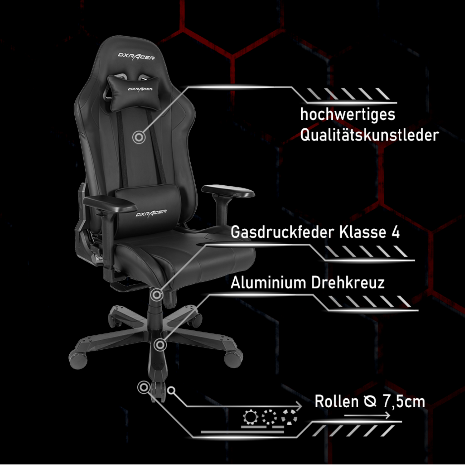 Chair, DXRACER K-Series Schwarz Gaming