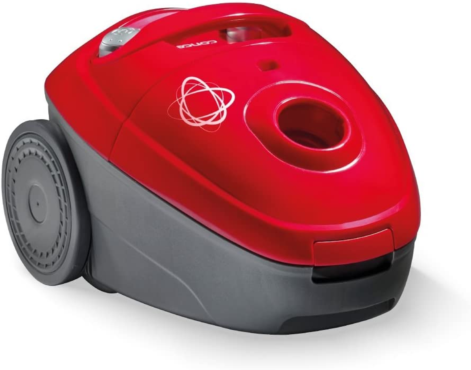 Czerwony i szary odkurzacz z marką Conca na górze.