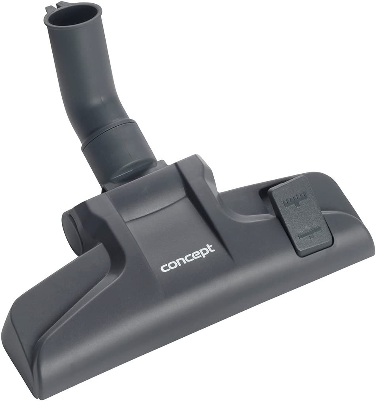 Szara głowica odkurzacza. Widoczna marka Concept. Białe tło.