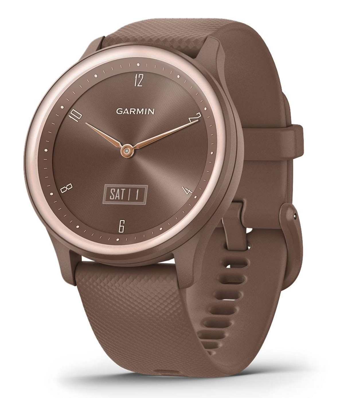 GARMIN VIVOMOVE SPORT Silber WALNUT, Hybrid-Smartwatch, BLACK
