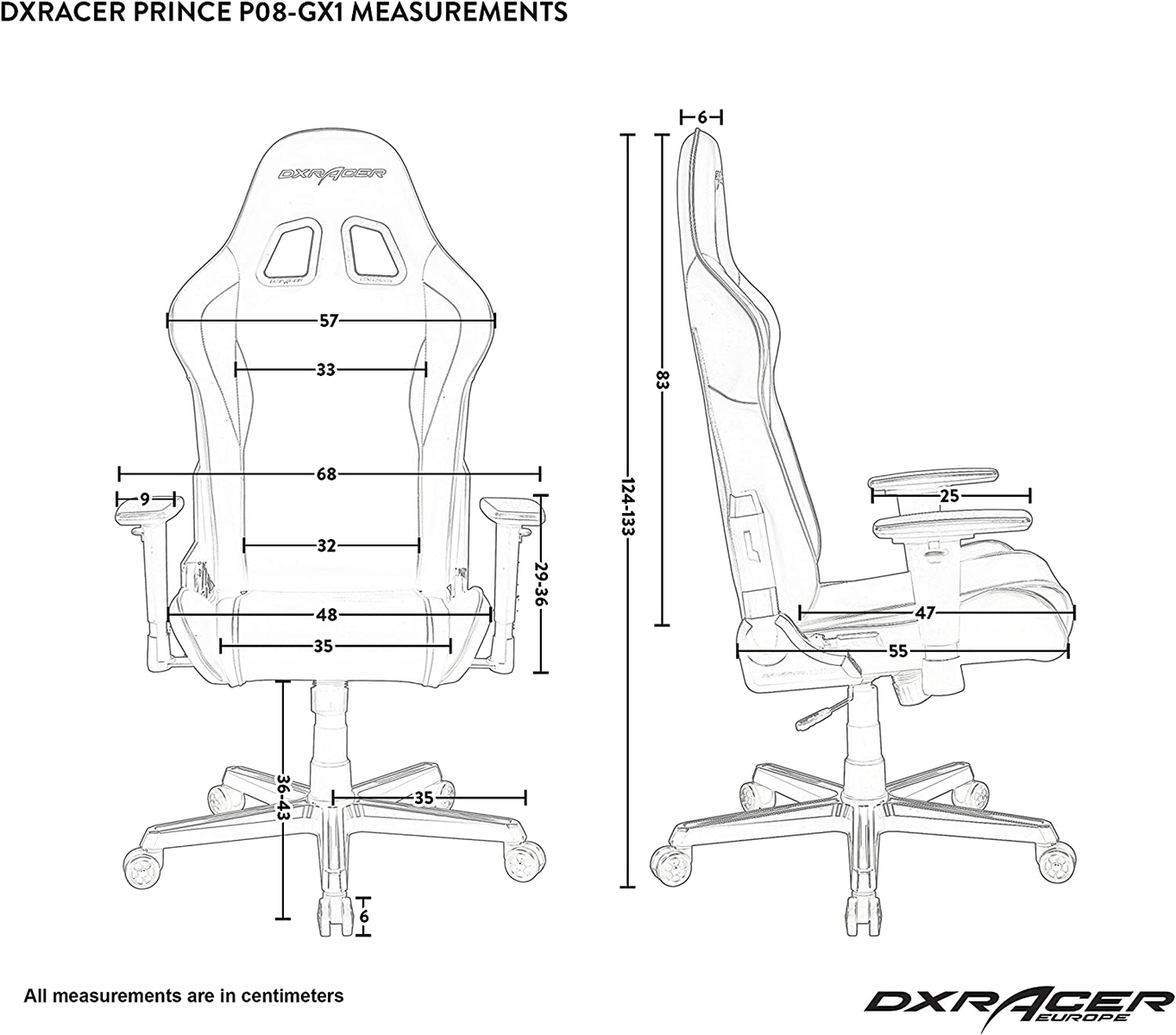 Prince / Stuhl, DXRACER P08 Schwarz Gaming Rot