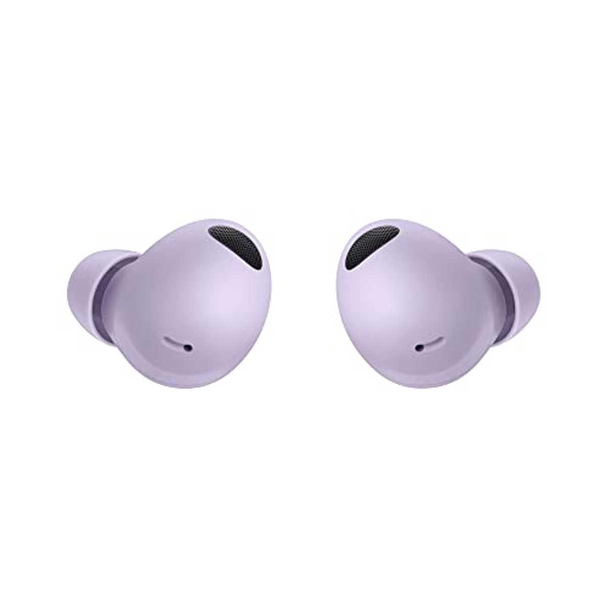 Due auricolari wireless lavanda, che presentano un design elegante e moderno.