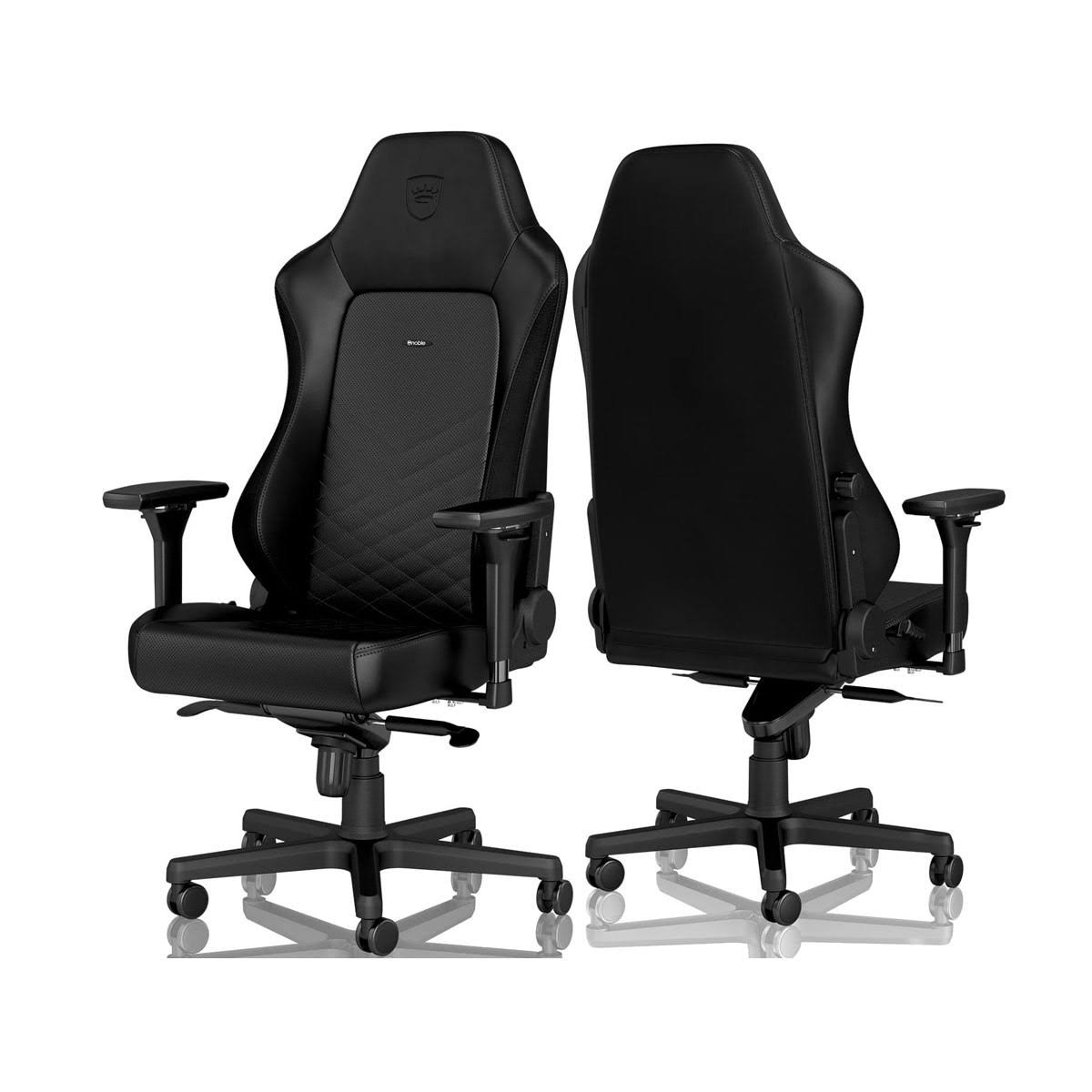 Zwei schwarze Gaming-Stühle. Beide haben Diamantnähte, schwarz und grau.