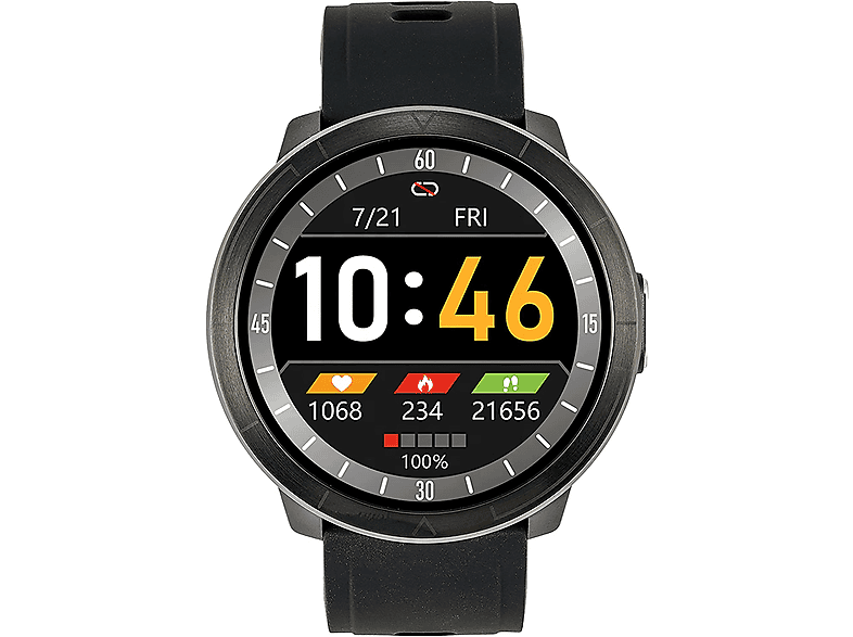 WATCHMARK WM18 schwarz Kunststoff Schwarz Smartwatch Silizium