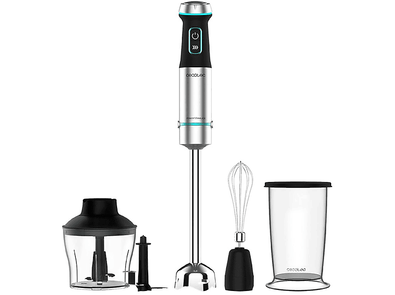 Batidora de mano  Cecotec Power TitanBlack 1200 XL, 1200 W, 800 ml,  Cuchillas de 4 hojas, Inox