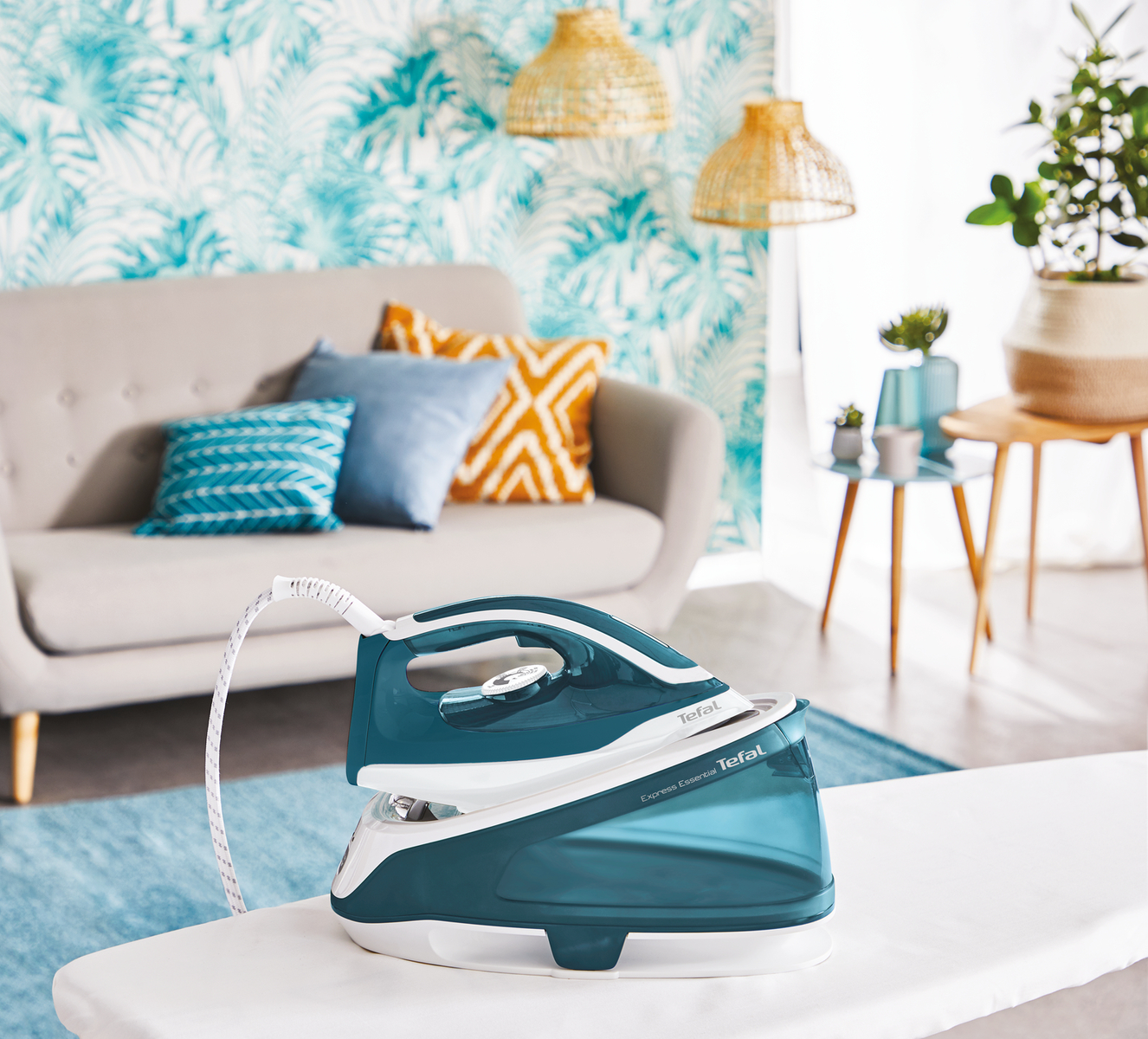 Centro de planchado - TEFAL SV6115E0, 2200 W, 110 g/min, 5,2 bar, Cerámica, Blanco