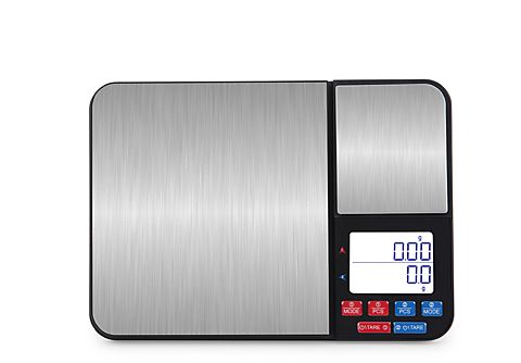 Balanza de cocina - INF Balanza digital con doble plato 5 kg / 0,1 g 500 g / 0,01 g, 5 kg, Naranja / Blanco