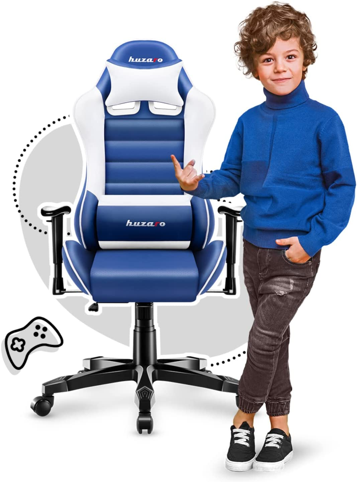 Design Nackenkissen Stuhl, Lendenkissen 6.0 Gaming Ergonomisches HUZARO Blau Ranger