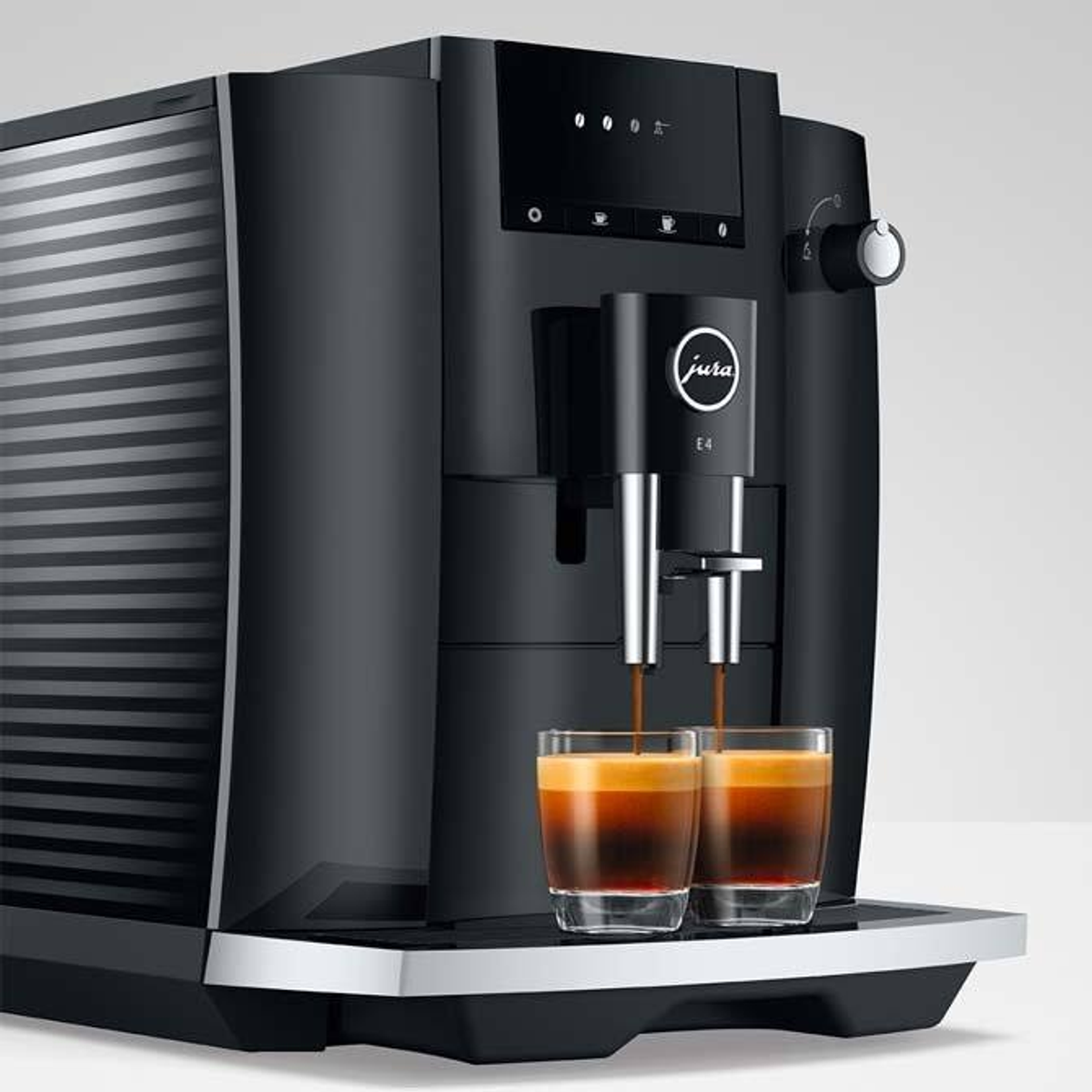 Cafetera express - JURA E4 Piano Black, 15 bar, 1450 W, 16 tazas, Negro