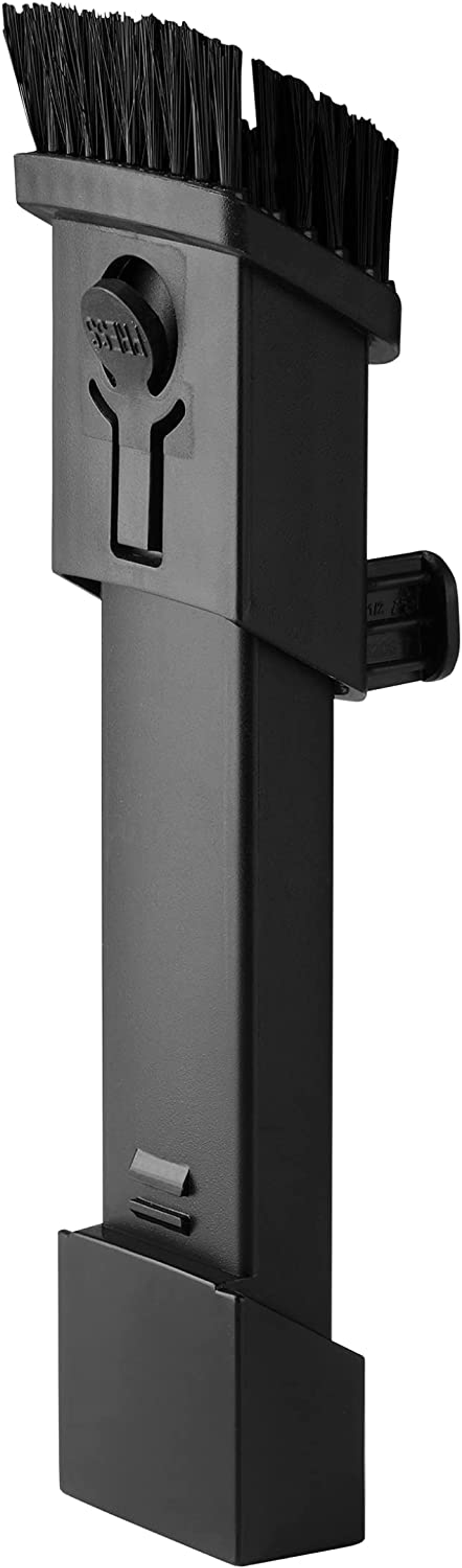 Czarna szczotka do odkurzacza z włosiem i prostokątnym korpusem.