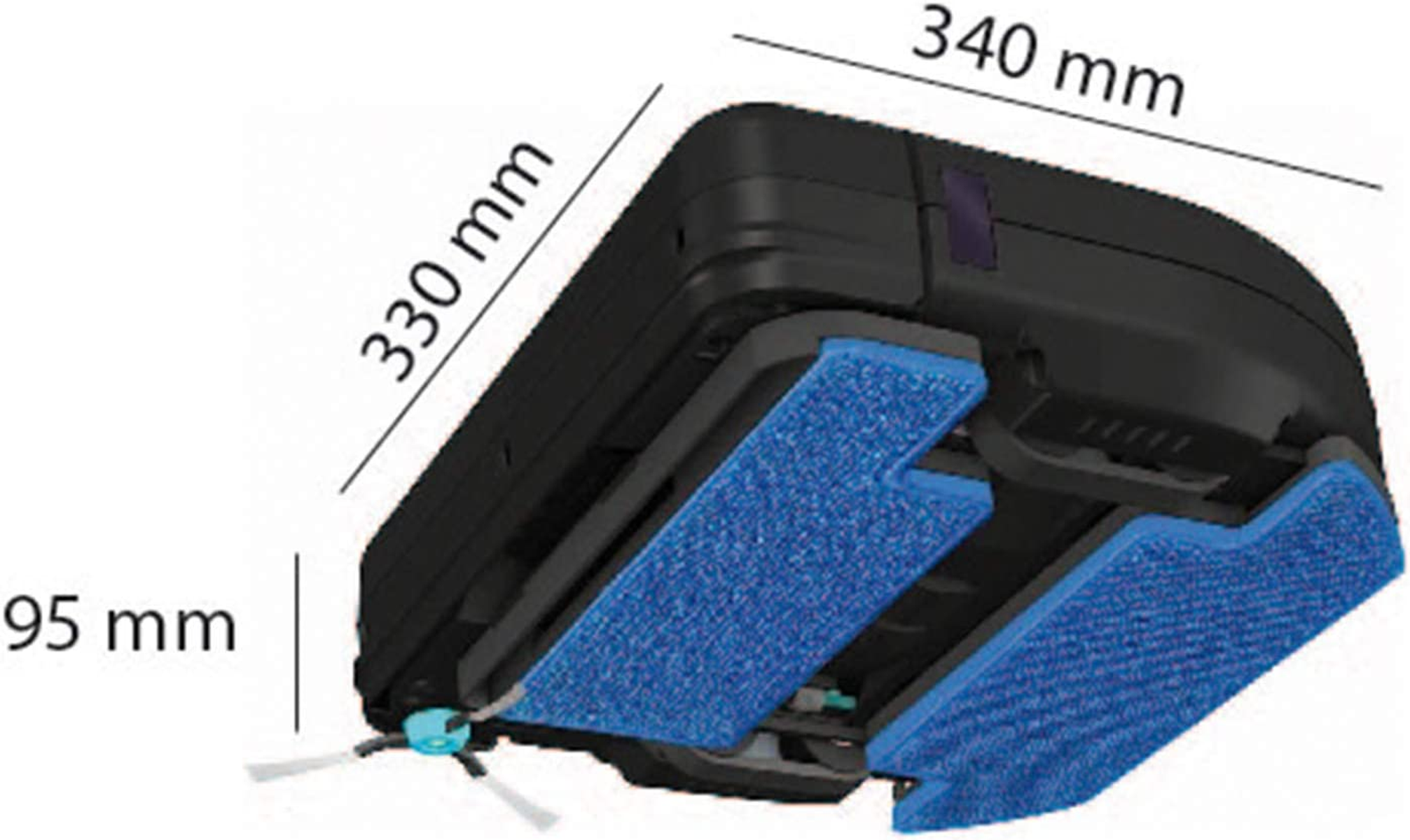 Aspiradora robot, dimensiones visibles.