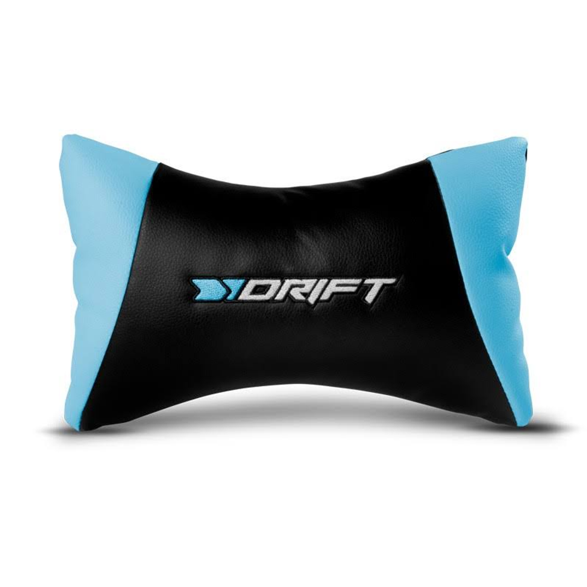 Czarna poduszka z niebieskimi bokami z napisem "DRIFT".
