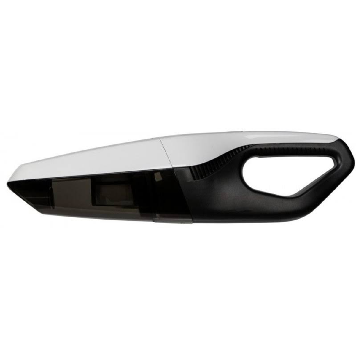 Un aspirateur à main blanc et noir.
