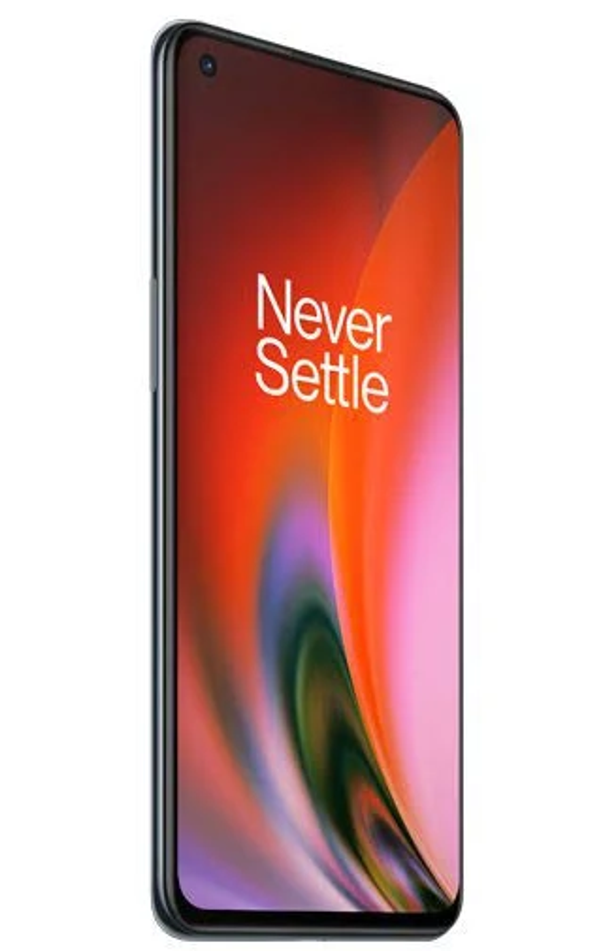 Téléphone OnePlus. Le téléphone a un fond dégradé rouge, orange et rose.