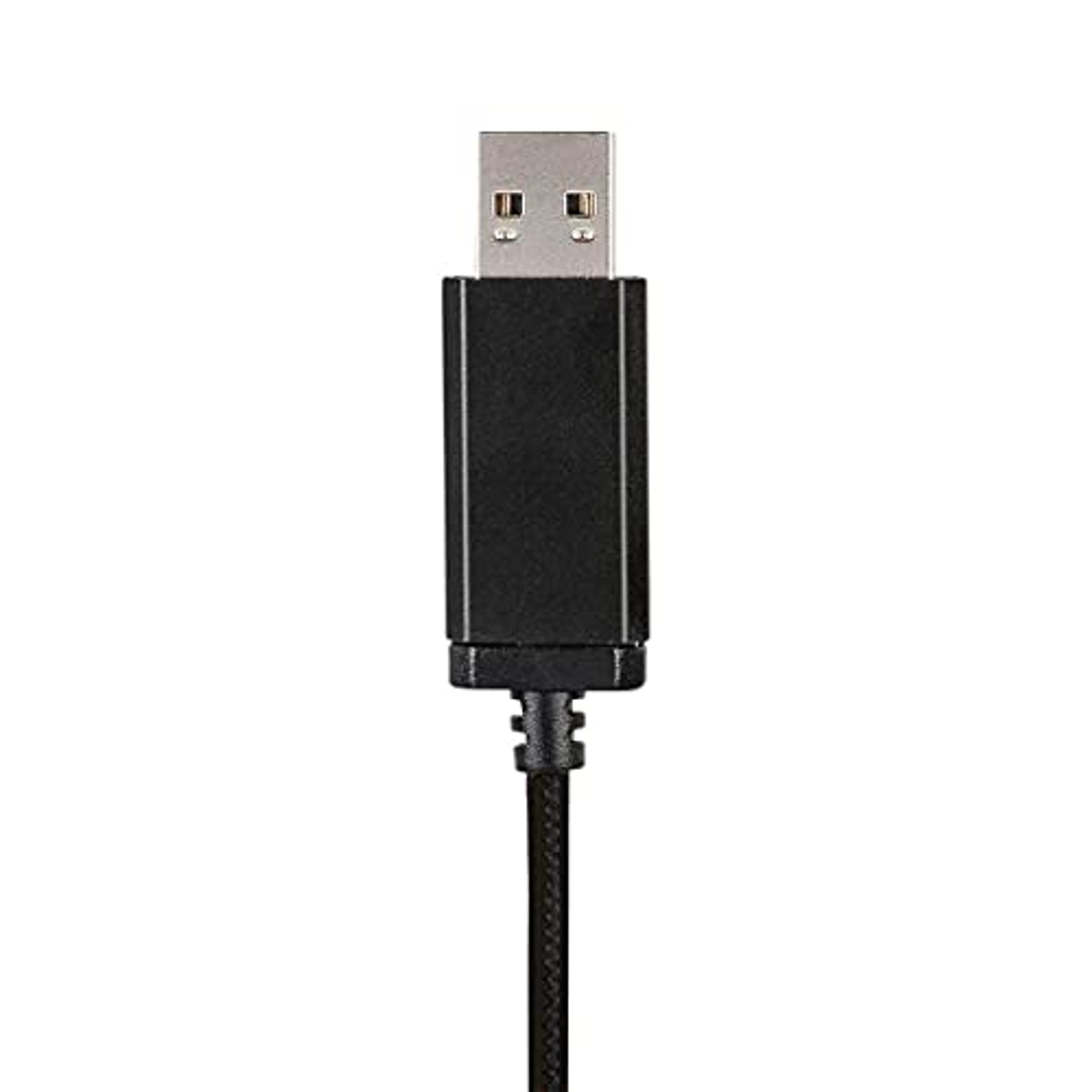 Ein schwarzes USB-Kabel mit einem USB-Anschluss. Der USB-Anschluss ist silberfarben.