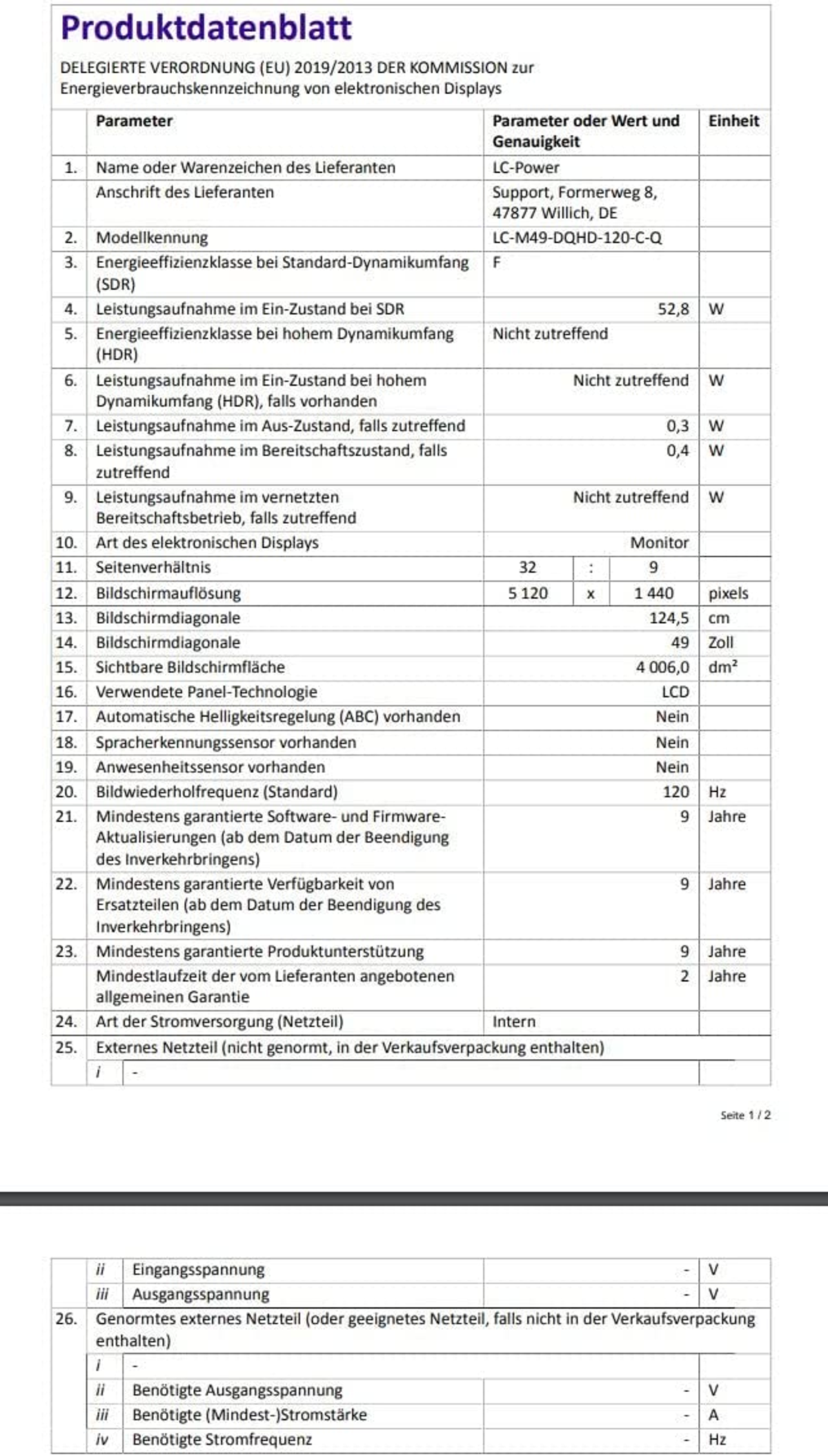 Dokument z tekstem i liczbami w tabeli. Tekst jest w języku niemieckim.